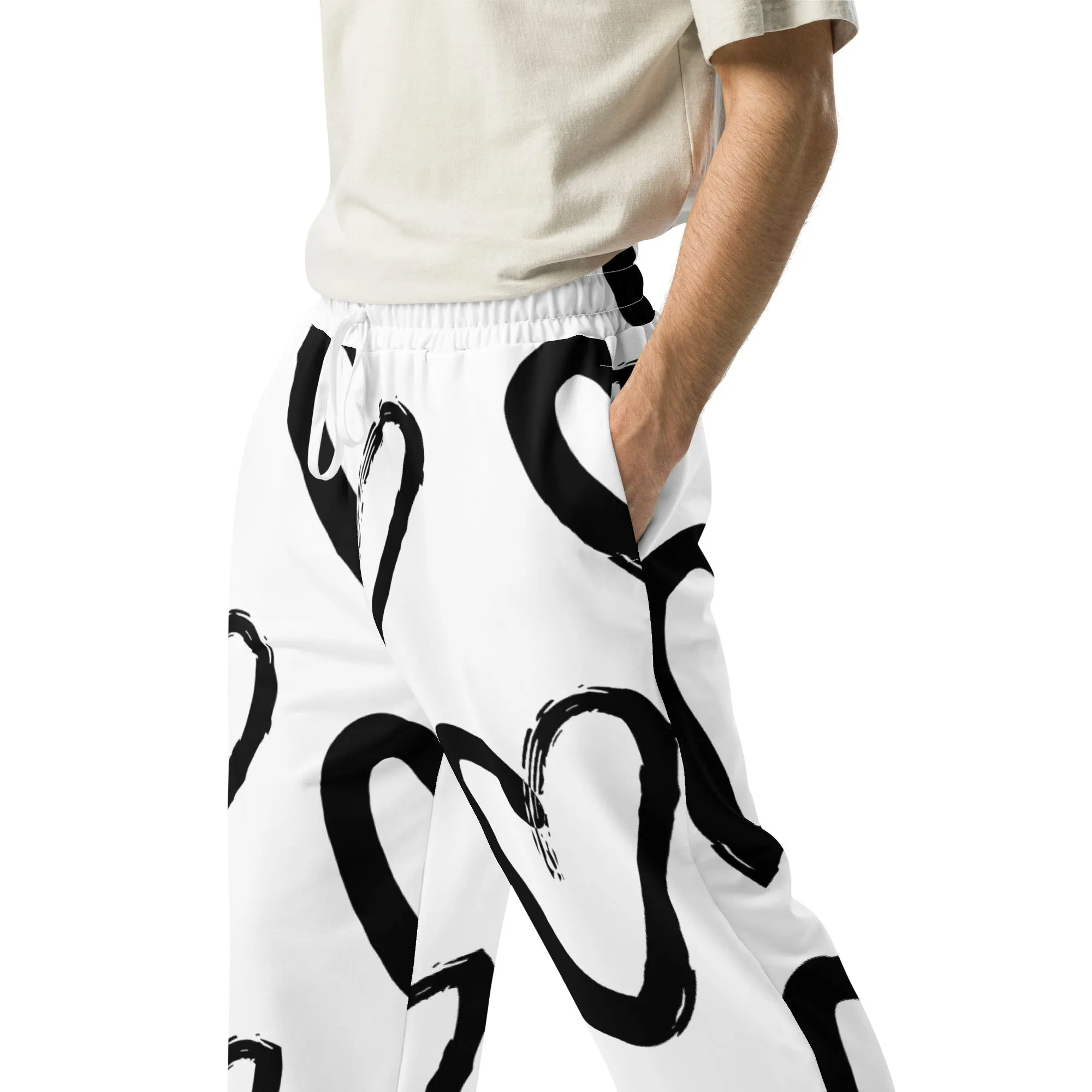 Valentines Day Wide Leg Joggers - Love Hearts (Glamourange Valentine Day Gifts Wide Leg Joggers - Design 009)