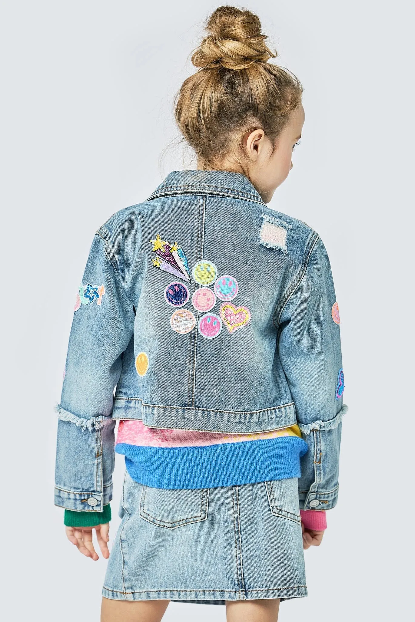 VINTAGE JEAN JACKET WITH SEQUIN PATCHES