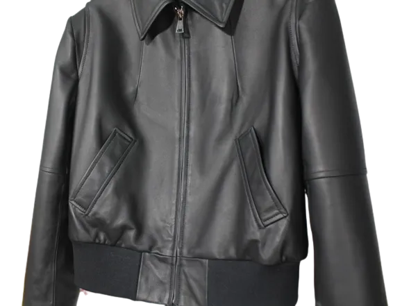 Womens Everly Genuine Lambskin Leather Bomber Jacket