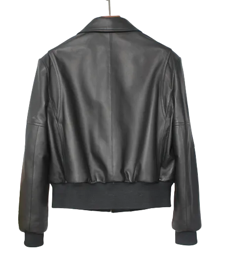 Womens Everly Genuine Lambskin Leather Bomber Jacket