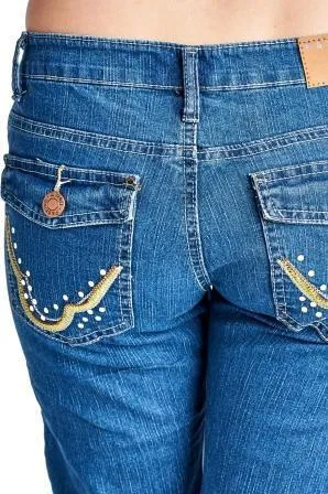 Women's Stretch Denim Jeans with Embroidered Back Pockets