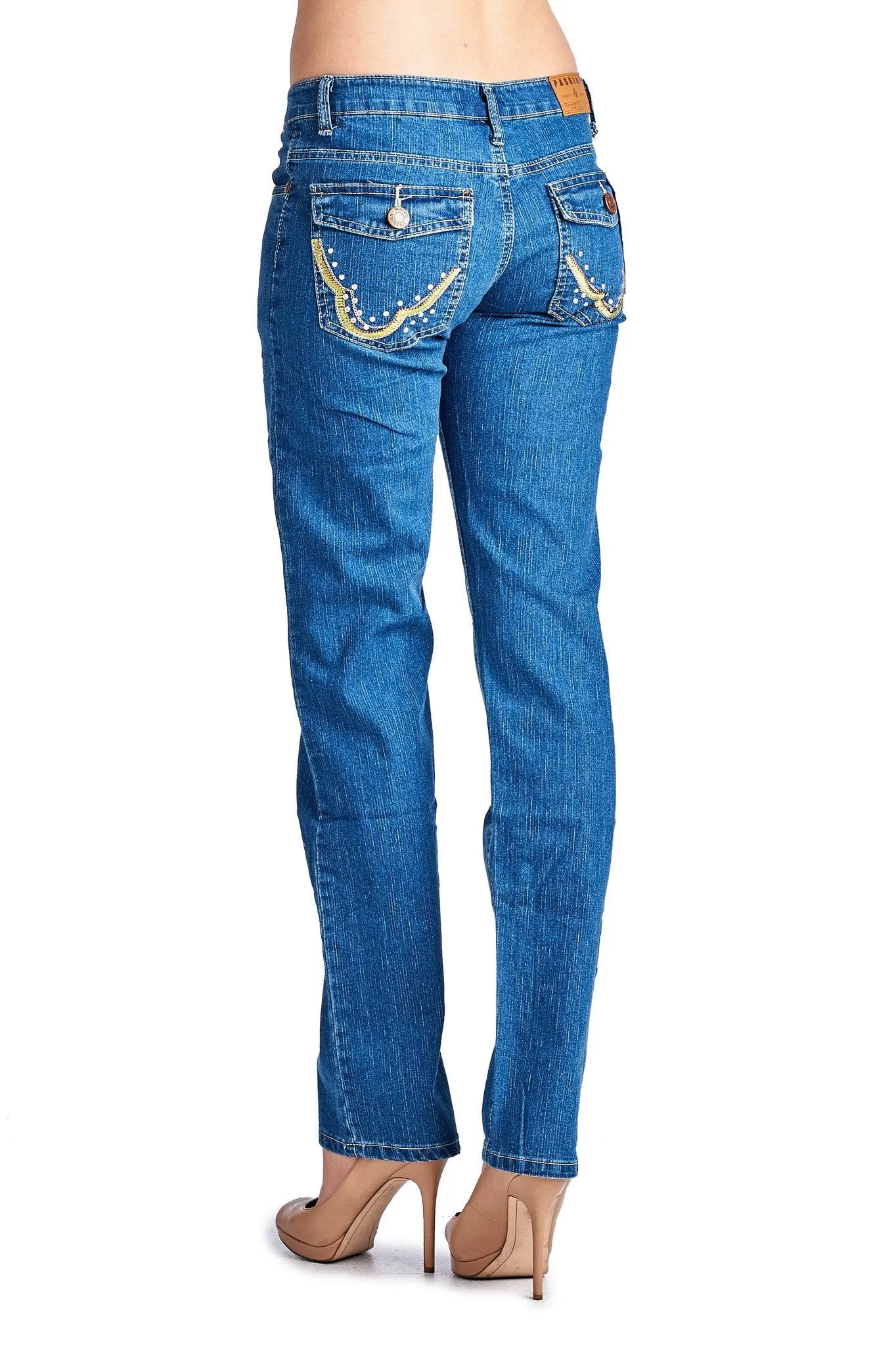 Women's Stretch Denim Jeans with Embroidered Back Pockets
